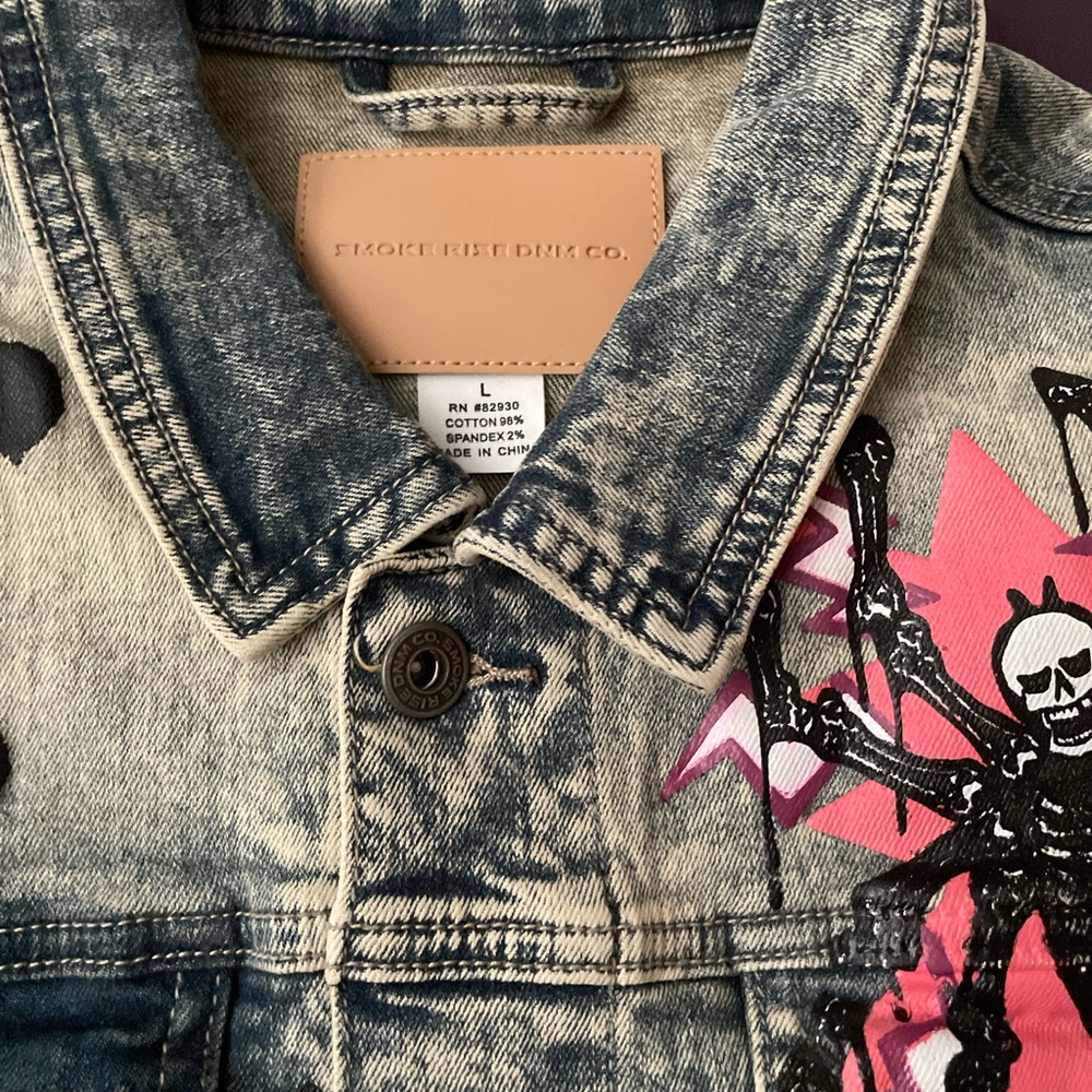 Smoke Rise Dnm Co Denim Patch Halloween Graffiti Men’s Jacket